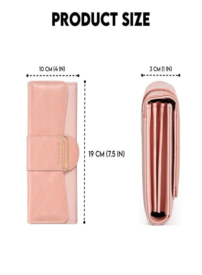 Elios Women's Croc-Embossed PU Leather Wallet Clutch Phone Holder Card Organizer Zipper Pockets Wallet Purse for Women and Ladies I Gift for Women (Pink) - Image 5